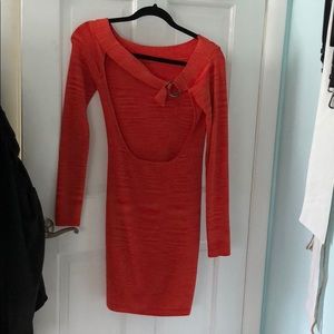 Free people orange/red backless knit dress size XS